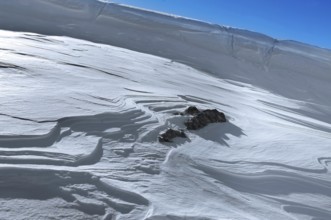 Snow drifts, Alpe Tognola ski area, San Martino di Castrozza, Trentino, South Tyrol, Italy