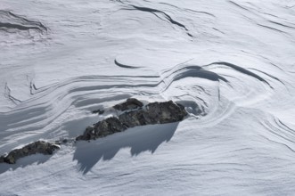 Snow drifts, Alpe Tognola ski area, San Martino di Castrozza, Trentino, South Tyrol, Italy