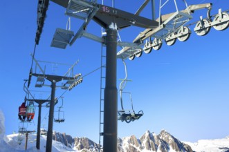 Chairlift, Alpe Tognola ski area, San Martino di Castrozza, Trentino, South Tyrol, Italy