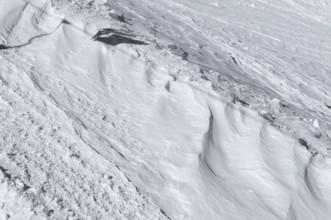 Snow drifts, Alpe Tognola ski area, San Martino di Castrozza, Trentino, South Tyrol, Italy