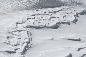 Snow drifts, Alpe Tognola ski area, San Martino di Castrozza, Trentino, South Tyrol, Italy
