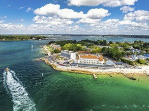 Sandbanks from drone, Poole, Dorset, England, United Kingdom