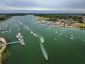 Hamble Point Marina over River Hamble from drone, Hamble-le-Rice, Warsash, Southampton Water,