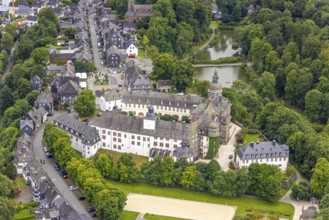 Aerial view, Berleburg Castle, residence castle of the Sayn-Wittgenstein family, Bad Berleburg,