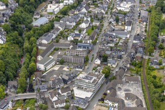 Aerial view, Johannes-Althusius-Gymnasium, district court and police station, St. Marien Kirche,