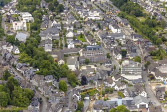 Aerial view, Johannes-Althusius-Gymnasium, district court and police station, St. Marien Church,