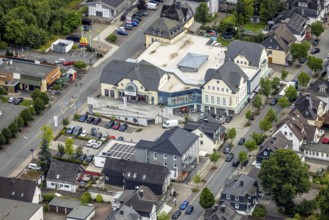 Aerial view, Modehaus Krug on Bahnhofstrasse, shopping centre in Bad Berleburg, Wittgensteiner