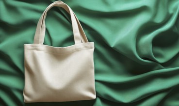 A white purse is on a green background. The purse is empty and the background is a bright green