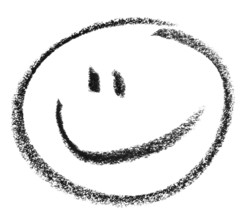 Crayon painted smiley in white back