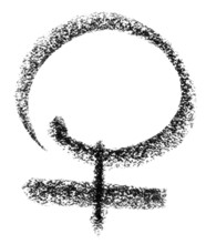 Crayon painted female symbol in white back