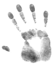 Black print of a hand and fingers