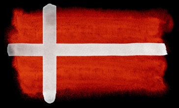 Watercolor illustration of the Denmark flag