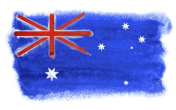 Watercolor illustration of the Australia flag