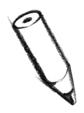 Crayon-sketched illustration of a pencil