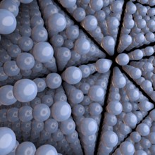 Rendered picture showing lots of atomic particles in geometric formation