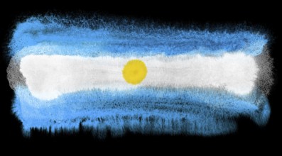 Watercolor illustration of the Argentina flag