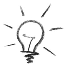 Crayon painted light bulb in white back