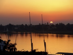 Sundown at Nile river near Luxor in Egypt