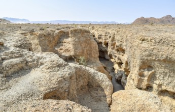 Sunny illuminated rocky landscape seen in Namibia