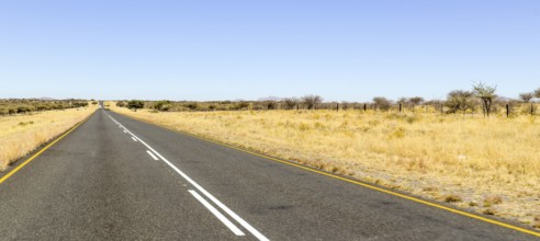 Abandoned area with dark road in Namibia