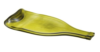 Flat green bottle in white back, studio shot with clipping path