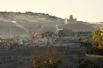 Idyllic scenery including the mausoleum of Aga Khan in Egypt at evening time