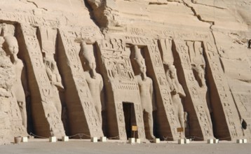 Architectural detail of the historic Abu Simbel temples in Egypt (Africa)