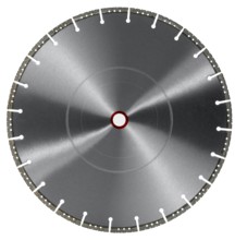 Frontal shot of a diamond studded cutting wheel in white back