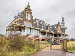 Glamourous bathing pavillon seen in a seaside resort named Domburg located in the dutch province of