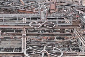 Weathered rusty industrial scenery with lots of old corroded steel girders