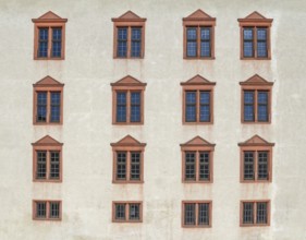 Windows at a historic house facade in Franconia, a bavarian area in Germany