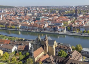 Aerial view of Wuerzburg, a franconian city in Bavaria, Germany
