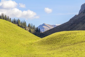 Idyllic scenery around Schroecken, a municipality in the district of Bregenz in the state of