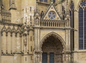 Architectural detail of the Cathedral of Saint Stephen in Metz, a city in the Lorraine region in