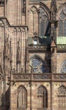 Full frame detail of the Strasbourg Cathedral in Strasbourg, a city at the Alsace region in France