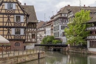 Idyllic waterside impression of Strasbourg, a city at the Alsace region in France