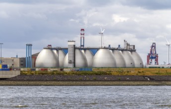 Waterworks scenery seen at the Port of Hamburg in Germany
