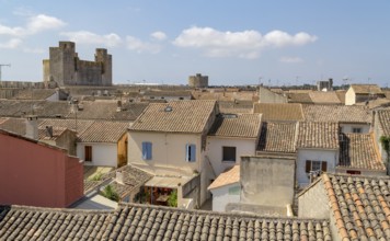 High angle view of a commune named Aigues-Mortes in France