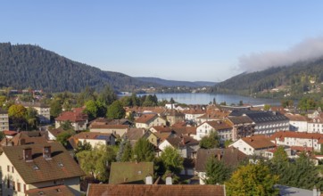 Aerial view of Gerardmer, a commune in the Vosges department in Grand Est in northeastern France