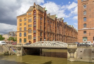 Scenery at the Speicherstadt, a historic warehouse district in Hamburg, Germany