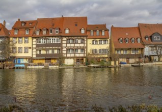 Idyllic riverside scenery in Bamberg, a town in Upper Franconia, Germany