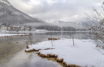 Lake named Hintersee in Bavaria at winter time