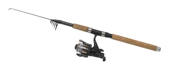Isolated fishing pole in white back