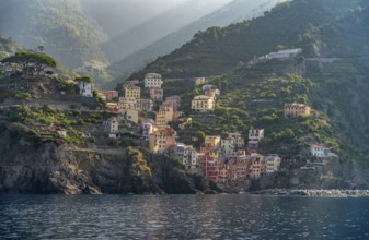 Scenery around Riomaggiore, a village at a coastal area named Cinque Terre in Liguria, located in