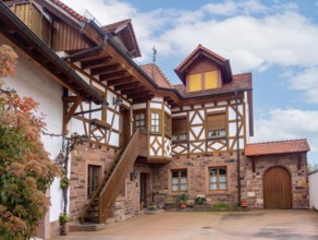 Idyllic traditional half-timbered house located at the Southern Wine Route area in