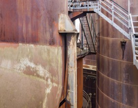 Weathered rusty industrial scenery with old corroded objects