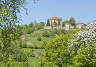 Idyllic spring time scenery in Hohenlohe including the Stetten castle in Southern Germany