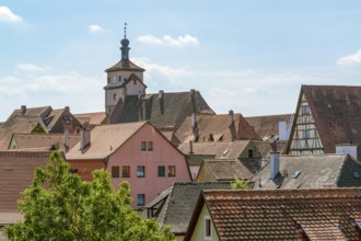 High angle view of Rothenburg ob der Tauber, a town in Middle Franconia in Bavaria, Germany
