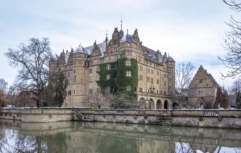 Scenery around Neuenstein Castle in Hohenlohe at winter time