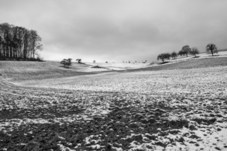 Idyllic rural scenery in Southern Germany at winter time